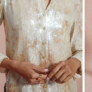 Anthropologie pilcro sequin button down top